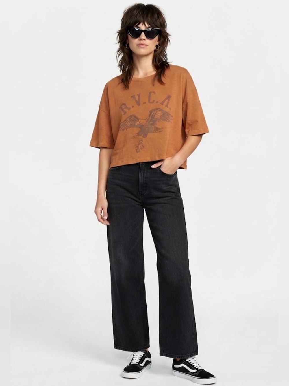 NWT RVCA Brown Eagle Graphic Crop Tee Listing
Size Small (S)
